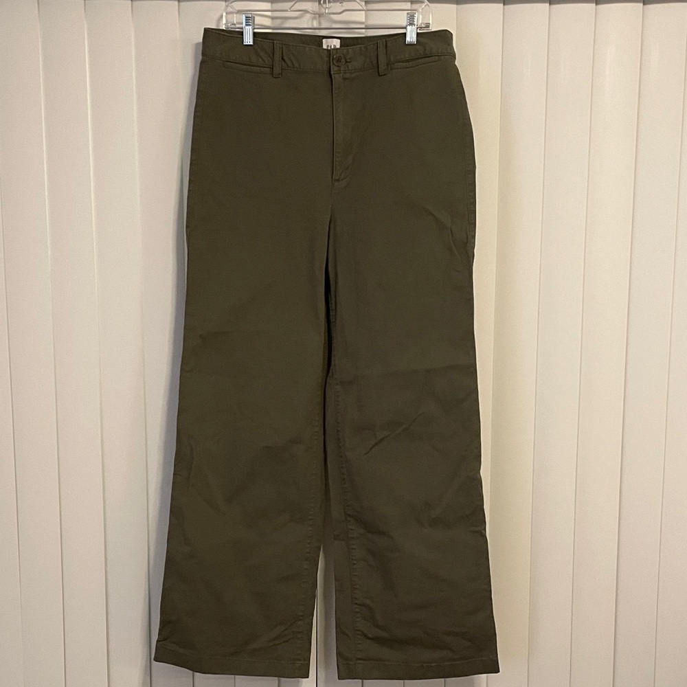 Gap High Rise Stride Ankle Baby Tweed Olive Green Pants 14 Tall